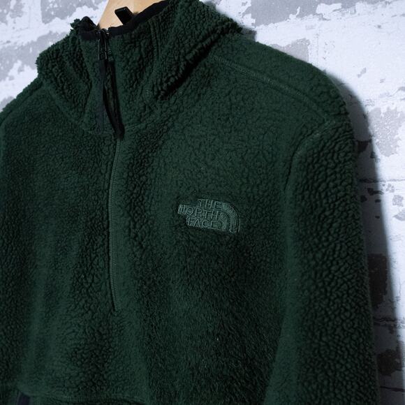 The North Face Fleece Quarter Zip Hoodie Dark Green Size Small/Medium Men's - Picture 4 of 6